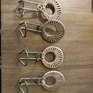 4 Rattan Boho Hooks